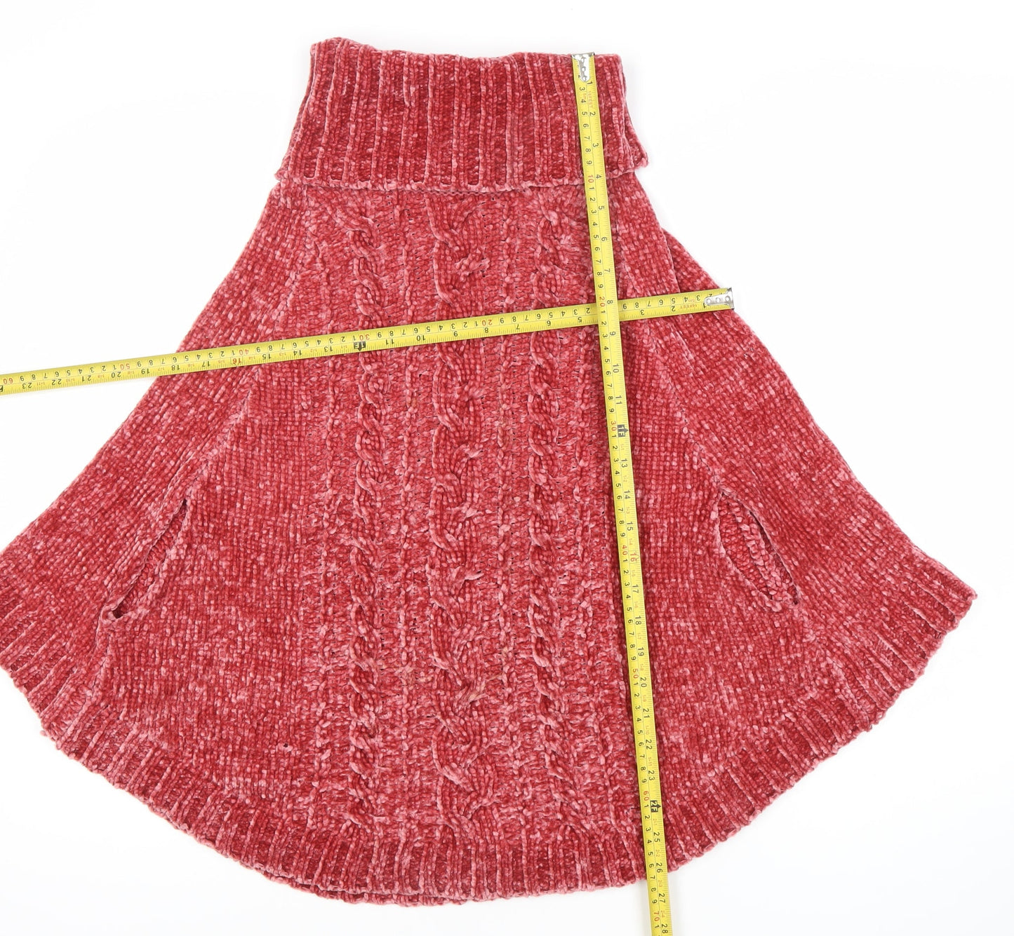 Next Girls Red Cape Jumper 9-10 Years Polyester Knit Roll Neck Winter