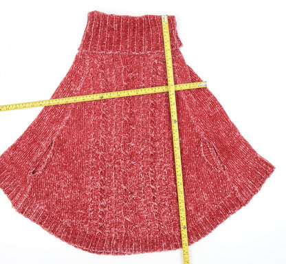 Next Girls Red Cape Jumper 9-10 Years Polyester Knit Roll Neck Winter