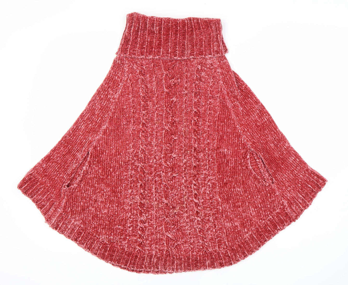 Next Girls Red Cape Jumper 9-10 Years Polyester Knit Roll Neck Winter