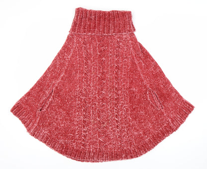 Next Girls Red Cape Jumper 9-10 Years Polyester Knit Roll Neck Winter
