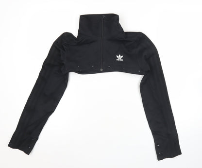 Adidas Womens Black Cropped Track Jacket Size 10 UK Polyester