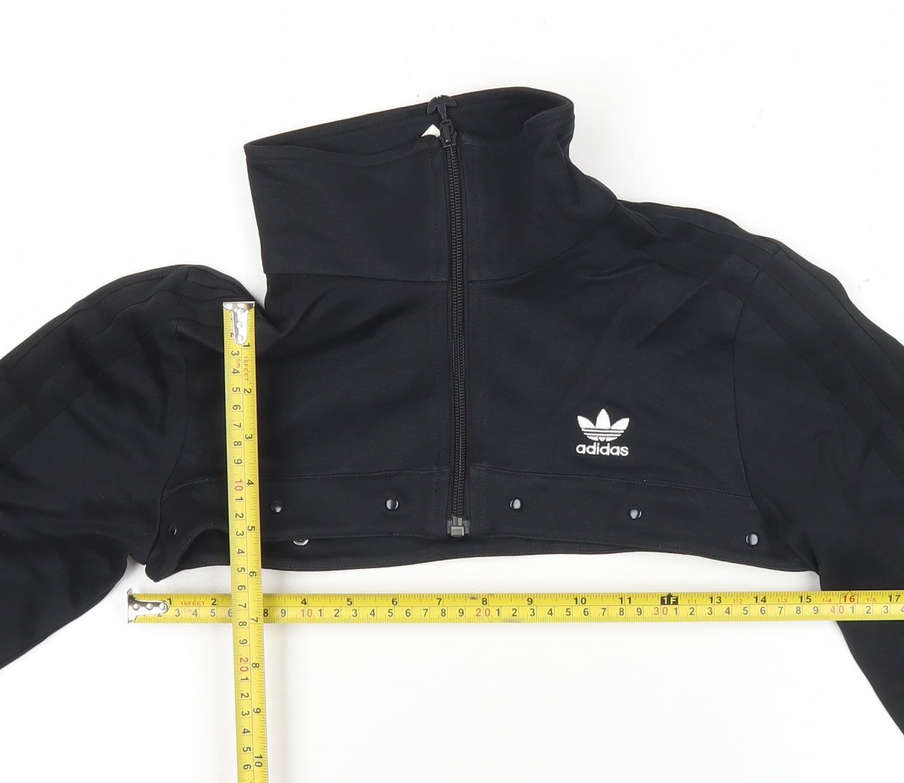 Adidas Womens Black Cropped Track Jacket Size 10 UK Polyester