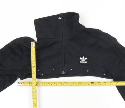 Adidas Womens Black Cropped Track Jacket Size 10 UK Polyester