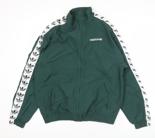 Adidas Men’s Green Track Jacket XS Full Zip Nylon Sportswear