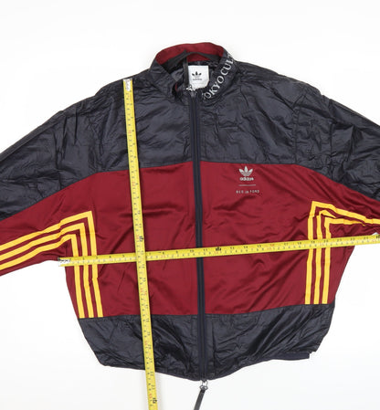Adidas Men’s Black Red Track Jacket M Sports Logo Full Zip
