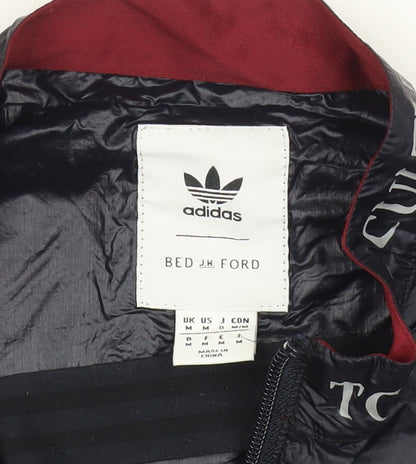 Adidas Men’s Black Red Track Jacket M Sports Logo Full Zip