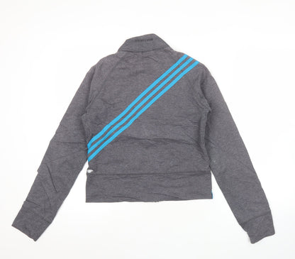 Adidas Womens Grey Track Jacket Size 10 Slim Fit Lightweight Sportswear