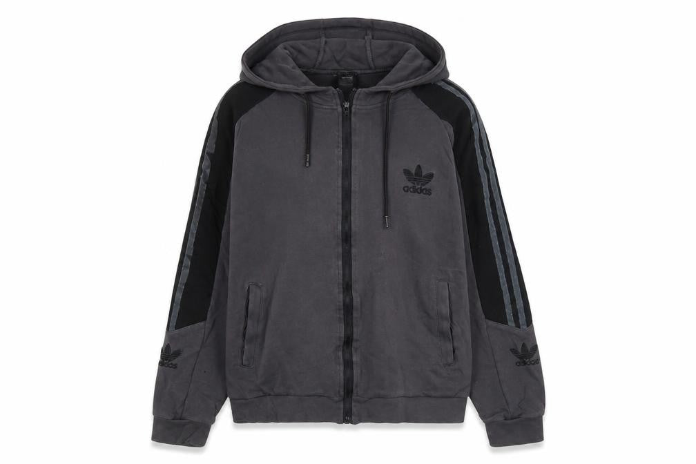 Front view of Adidas women’s xl black full zip hoodie sweatshirt casual sportswear