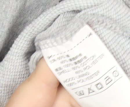 Adidas Womens Grey Full Zip Hoodie Size 6 UK Logo Print Cotton Blend