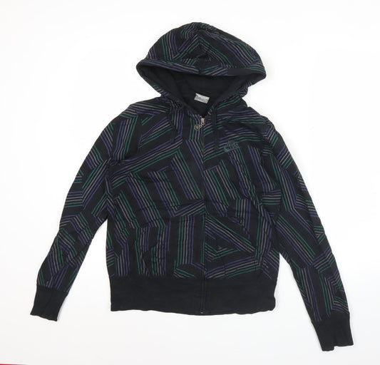 Nike Womens Black Multicolour Full Zip Hoodie Sweatshirt Size M