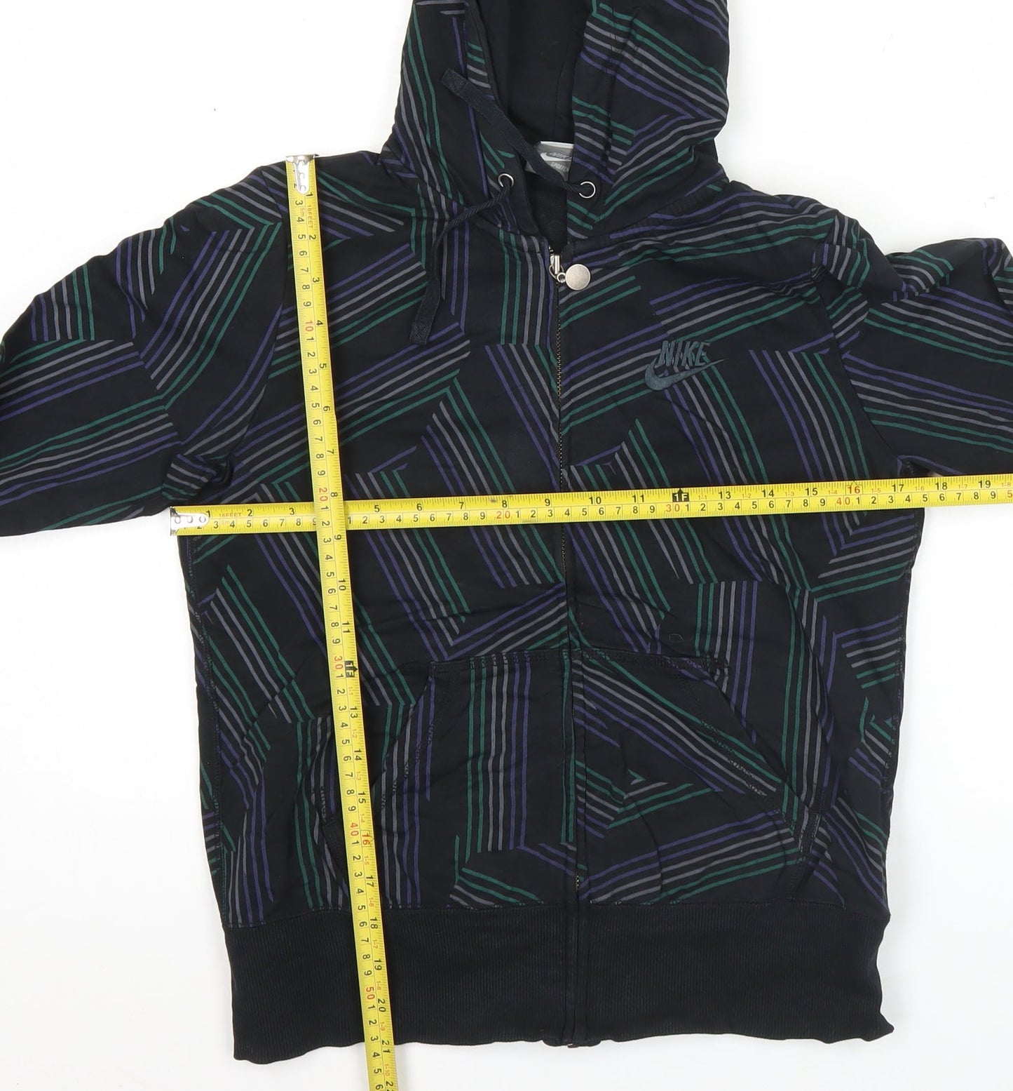 Nike Womens Black Multicolour Full Zip Hoodie Sweatshirt Size M