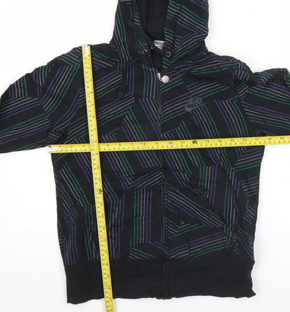 Nike Womens Black Multicolour Full Zip Hoodie Sweatshirt Size M