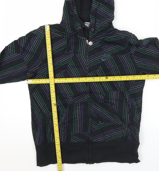 Nike Womens Black Multicolour Full Zip Hoodie Sweatshirt Size M