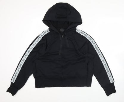 Nike Womens Black Hoodie Sweatshirt L Full Zip Just Do It Dri-Fit