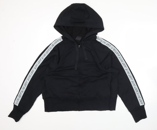 Nike Womens Black Hoodie Sweatshirt L Full Zip Just Do It Dri-Fit