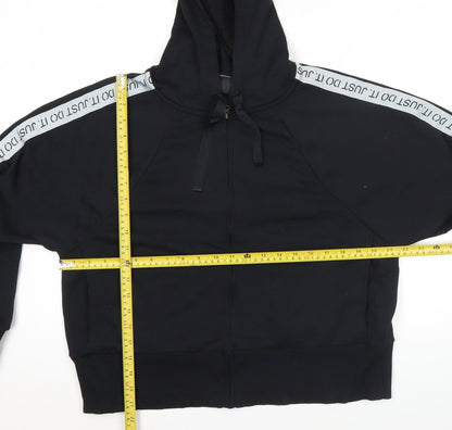 Nike Womens Black Hoodie Sweatshirt L Full Zip Just Do It Dri-Fit