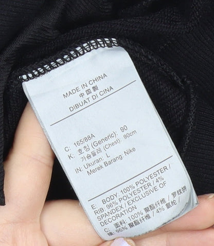 Nike Womens Black Hoodie Sweatshirt L Full Zip Just Do It Dri-Fit