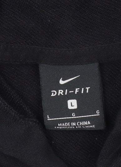 Nike Womens Black Hoodie Sweatshirt L Full Zip Just Do It Dri-Fit