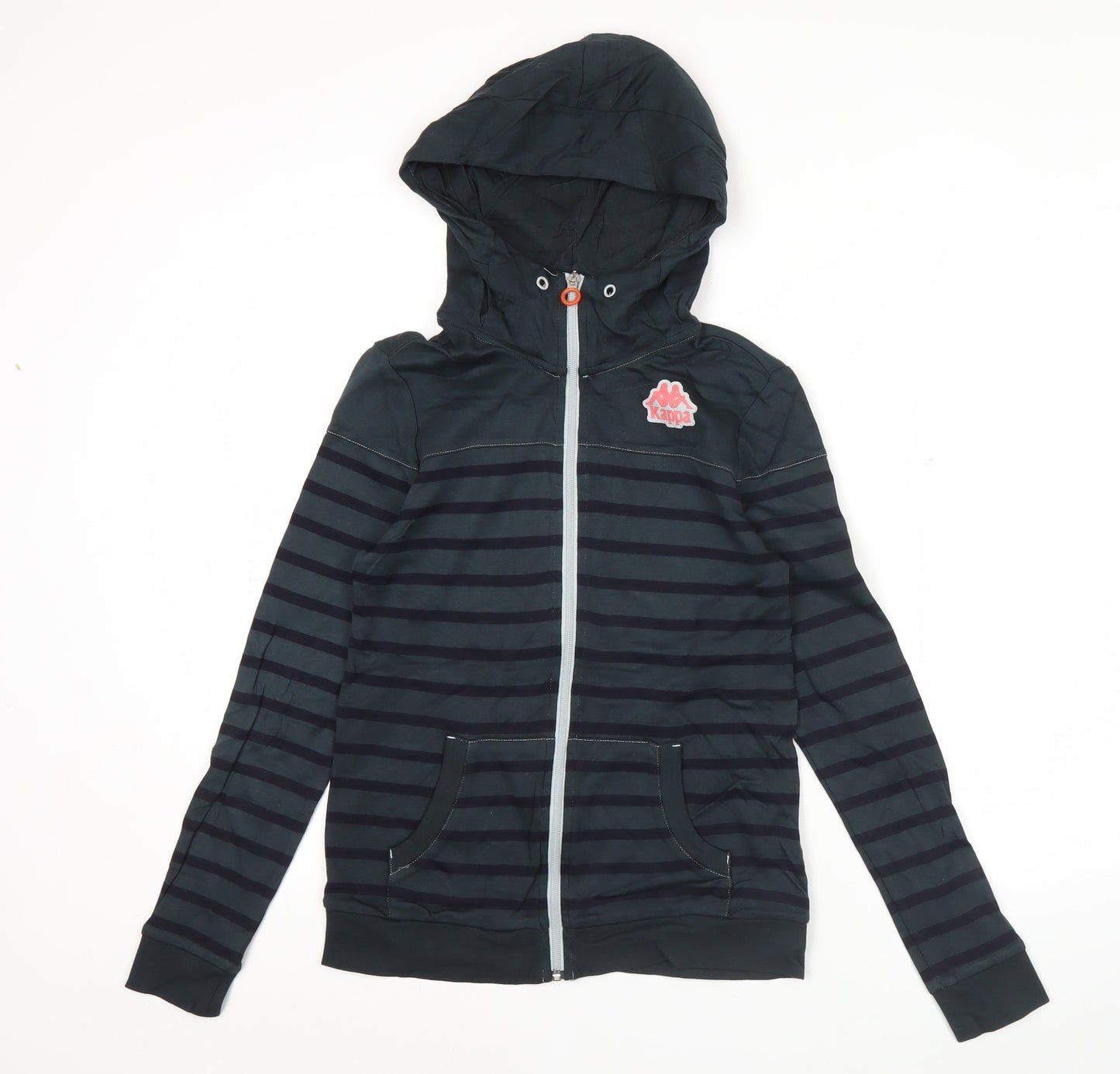 Kappa Womens Black Striped Full Zip Hoodie Size M UK 14
