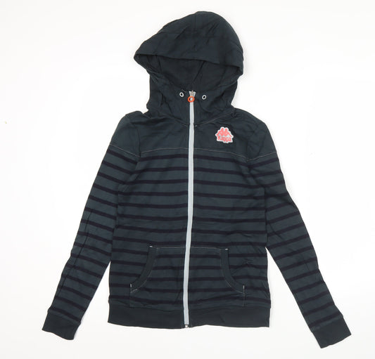 Kappa Womens Black Striped Full Zip Hoodie Size M UK 14