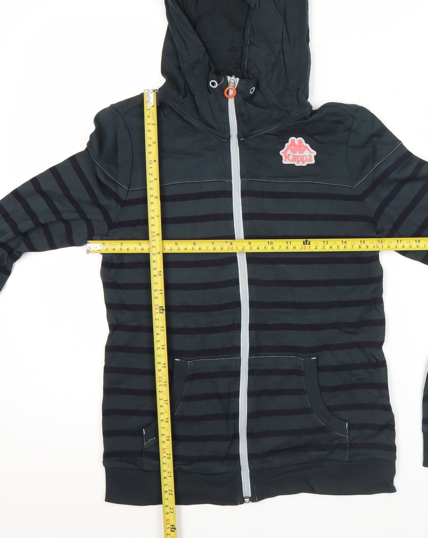 Kappa Womens Black Striped Full Zip Hoodie Size M UK 14