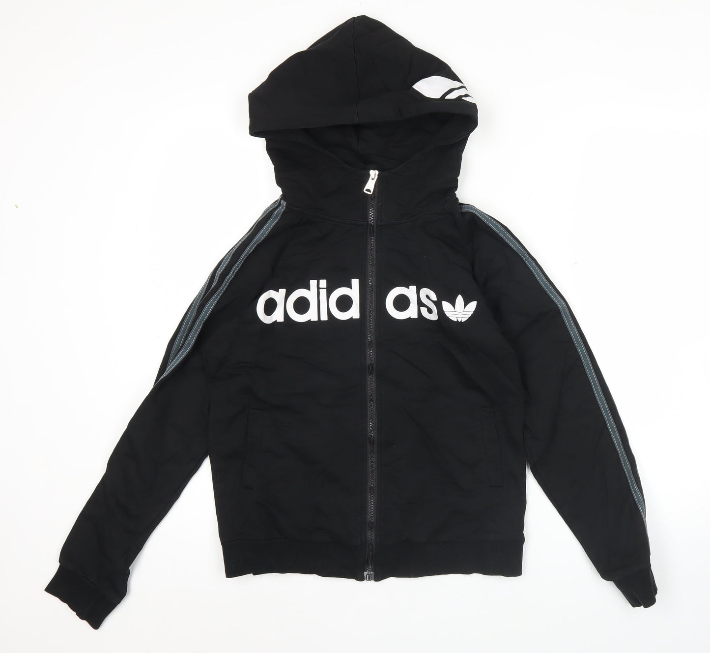 Adidas Womens Black XL Full Zip Hoodie Jacket with Logo Graphic