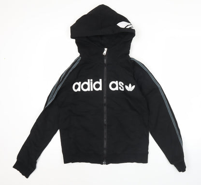 Adidas Womens Black XL Full Zip Hoodie Jacket with Logo Graphic