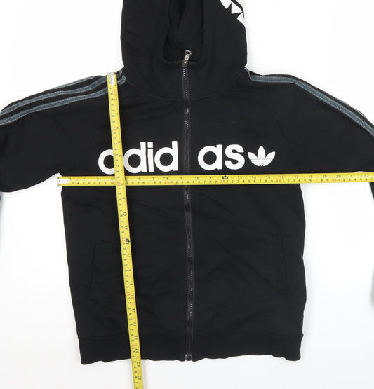 Adidas Womens Black XL Full Zip Hoodie Jacket with Logo Graphic