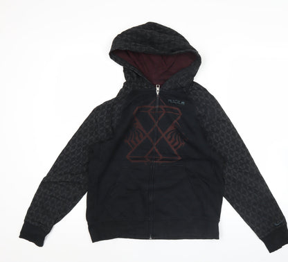 Nike Women’s Black Full Zip Hoodie Sweatshirt L Cotton Blend Graphic