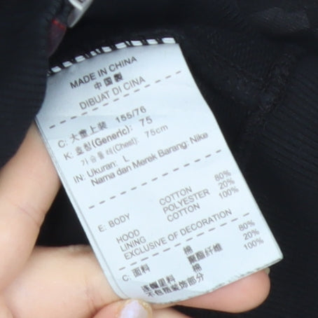 Nike Women’s Black Full Zip Hoodie Sweatshirt L Cotton Blend Graphic