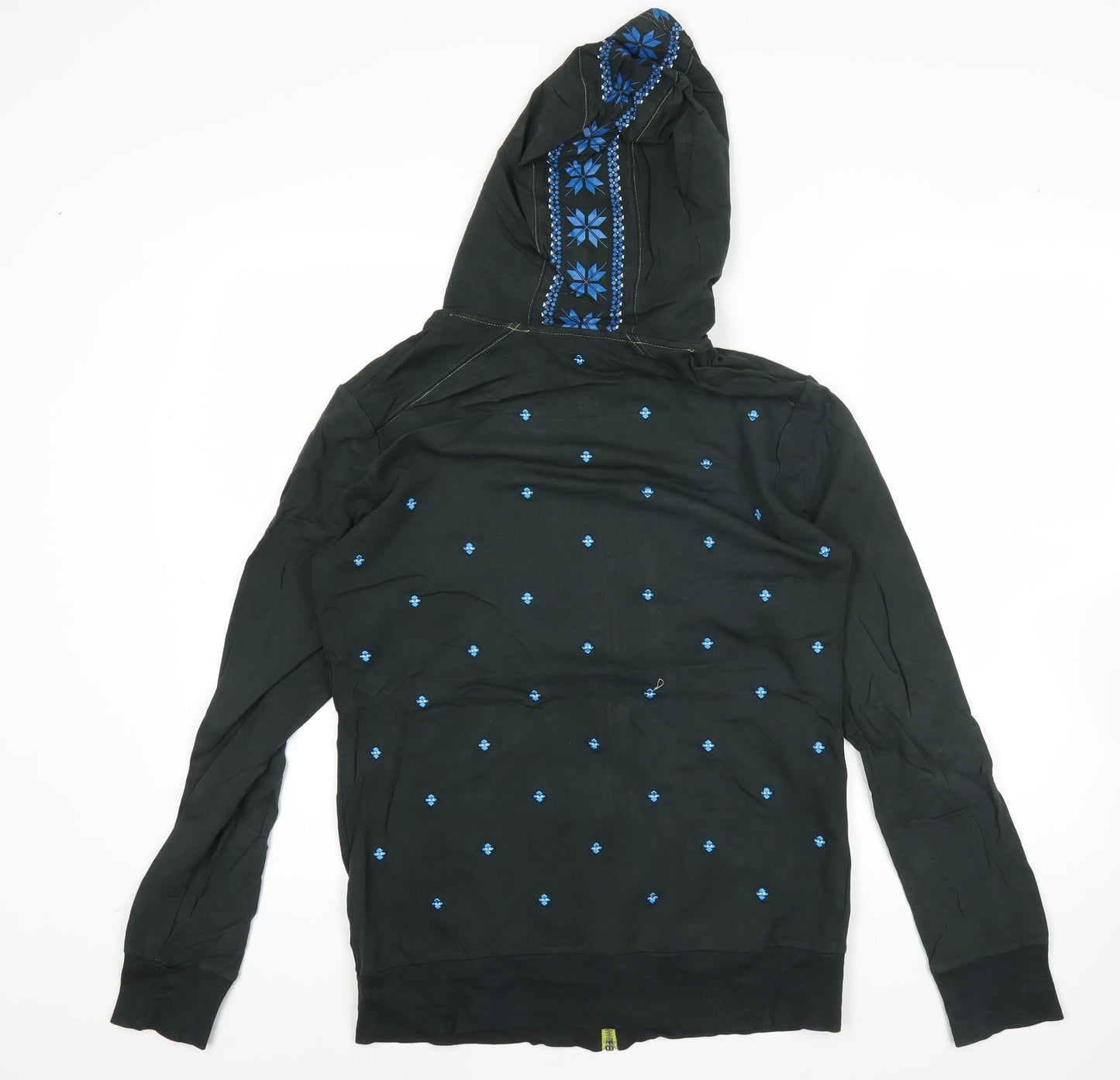 Kappa Womens Black Hoodie Size 10 Embroidered Full Zip Sweatshirt