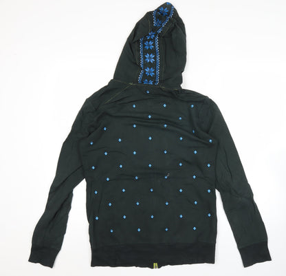 Kappa Womens Black Hoodie Size 10 Embroidered Full Zip Sweatshirt