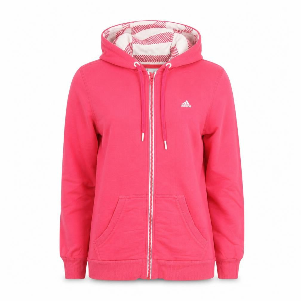 Front view of Adidas women’s pink full zip hoodie uk 12 regular fit sportswear