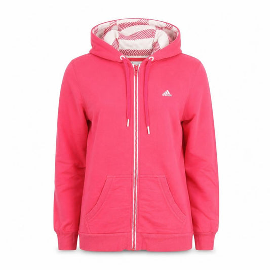 Front view of Adidas women’s pink full zip hoodie uk 12 regular fit sportswear