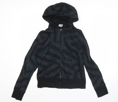 Nike Womens Black Graphic Full Zip Hoodie Size M Cotton Sportswear