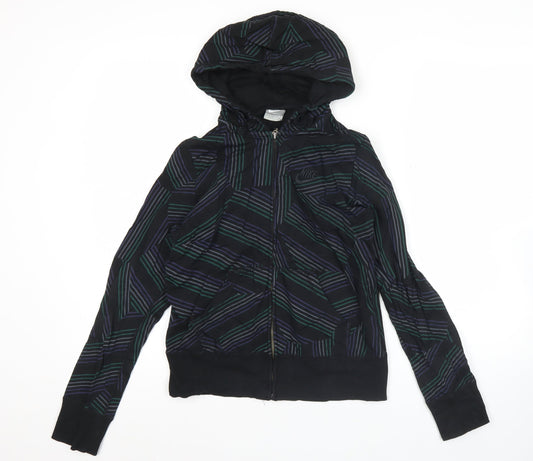 Nike Womens Black Graphic Full Zip Hoodie Size M Cotton Sportswear