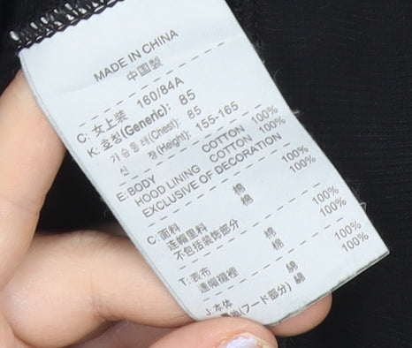 Nike Womens Black Graphic Full Zip Hoodie Size M Cotton Sportswear