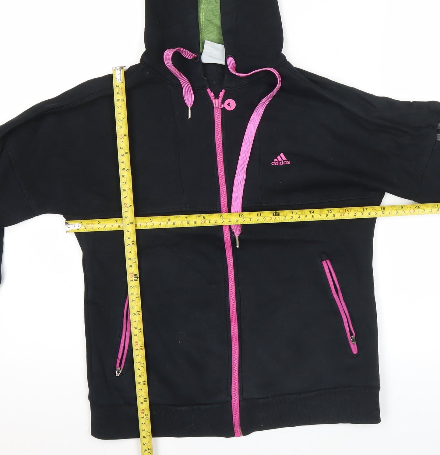 Adidas Womens Black Full Zip Hoodie UK 10 Cotton Blend Sportswear