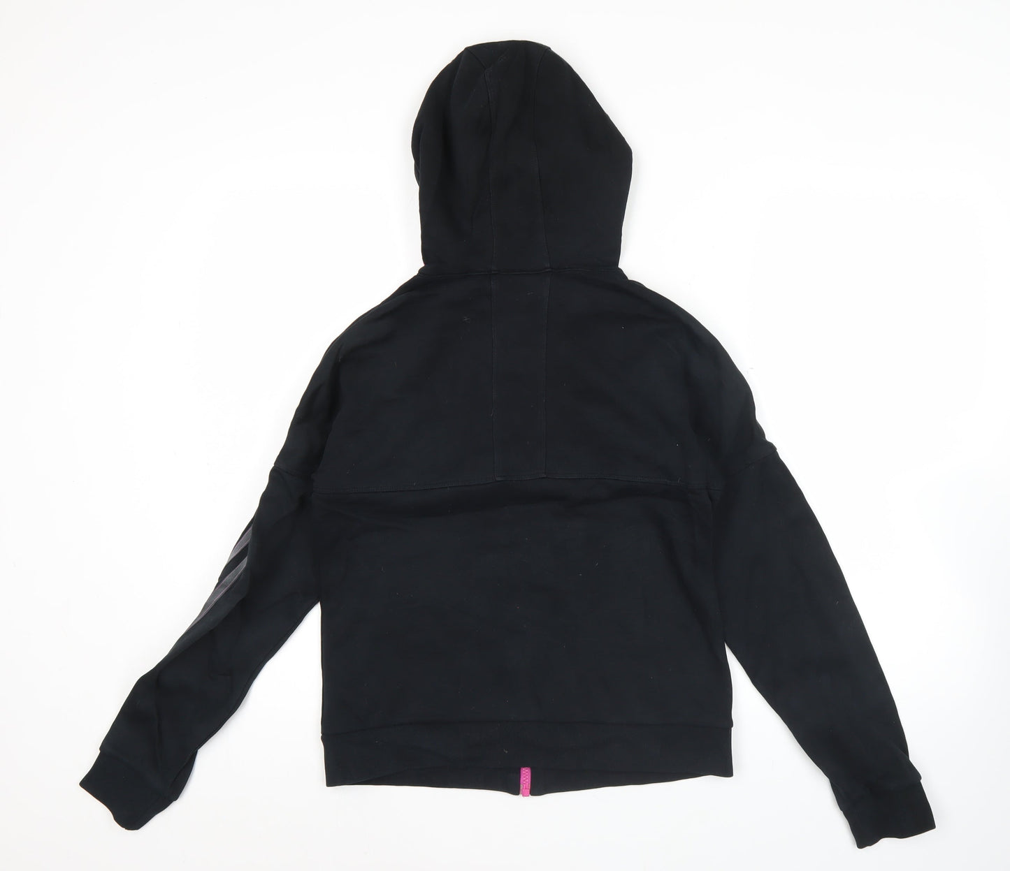 Adidas Womens Black Full Zip Hoodie UK 10 Cotton Blend Sportswear