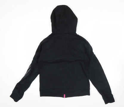 Adidas Womens Black Full Zip Hoodie UK 10 Cotton Blend Sportswear
