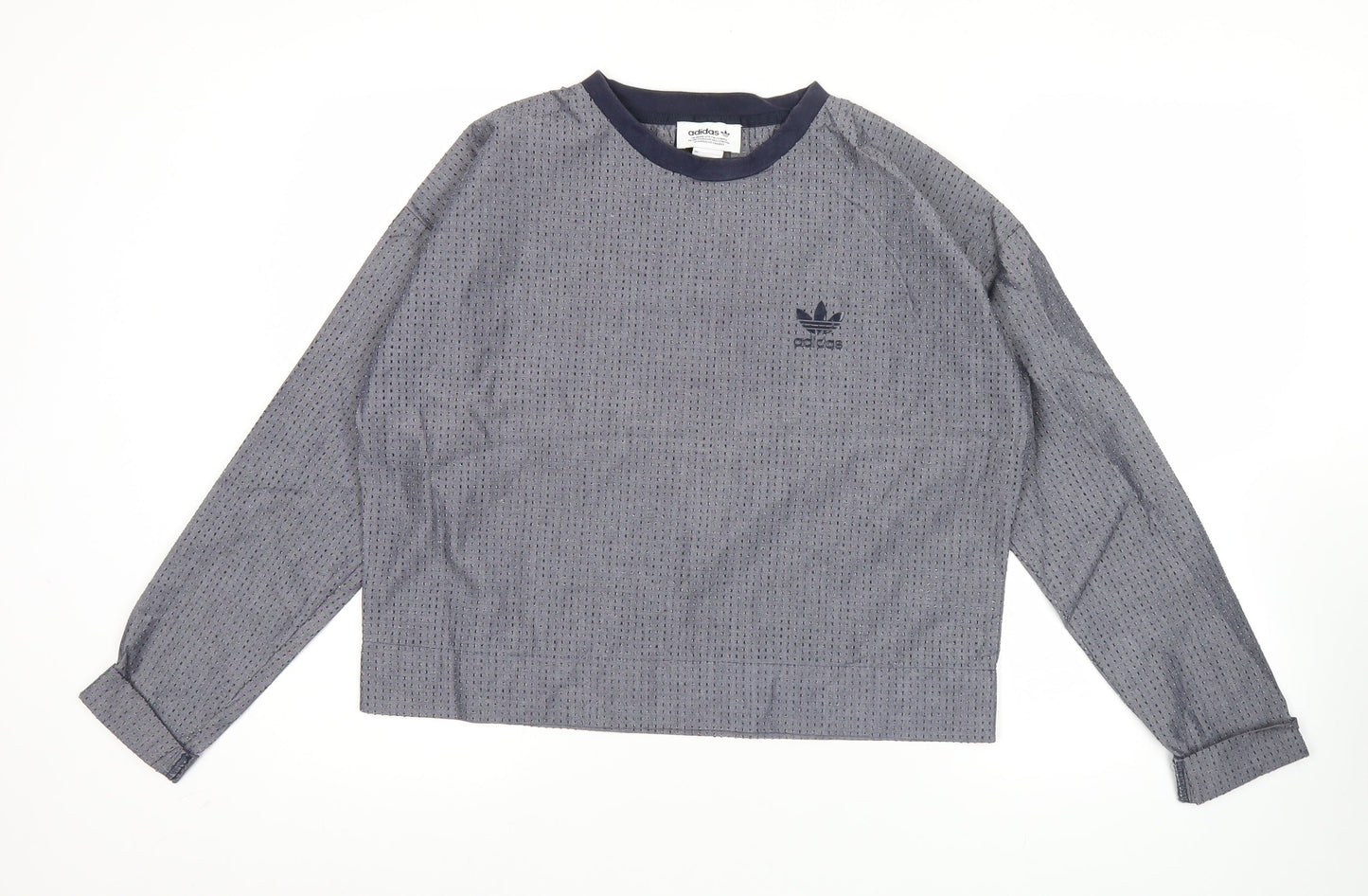 Adidas Women Grey Long Sleeve Mesh Crew Neck T-Shirt Size 10