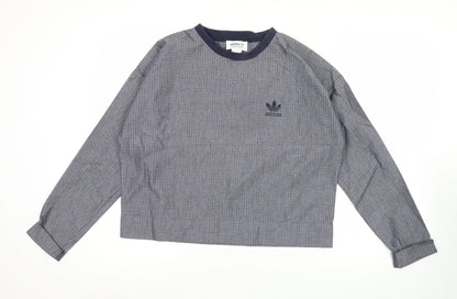 Adidas Women Grey Long Sleeve Mesh Crew Neck T-Shirt Size 10