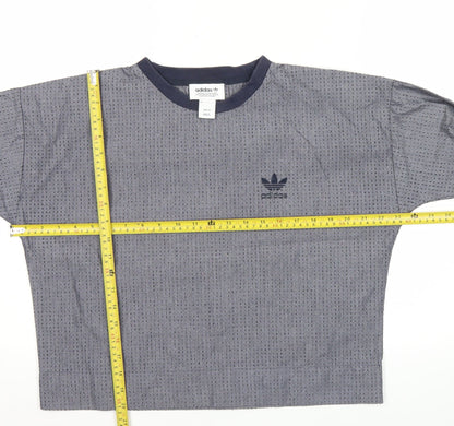 Adidas Women Grey Long Sleeve Mesh Crew Neck T-Shirt Size 10