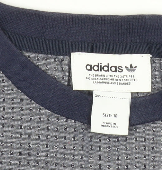 Adidas Women Grey Long Sleeve Mesh Crew Neck T-Shirt Size 10