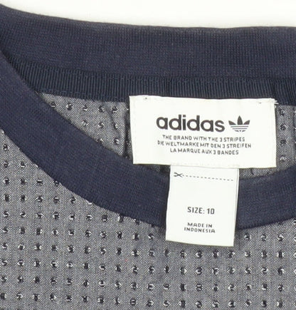 Adidas Women Grey Long Sleeve Mesh Crew Neck T-Shirt Size 10