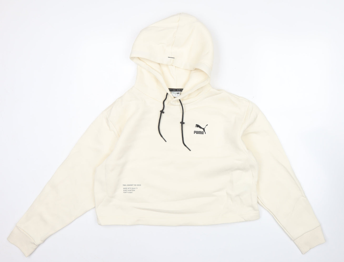 Puma Womens Ivory Hoodie Small Pullover Hooded Sweatshirt