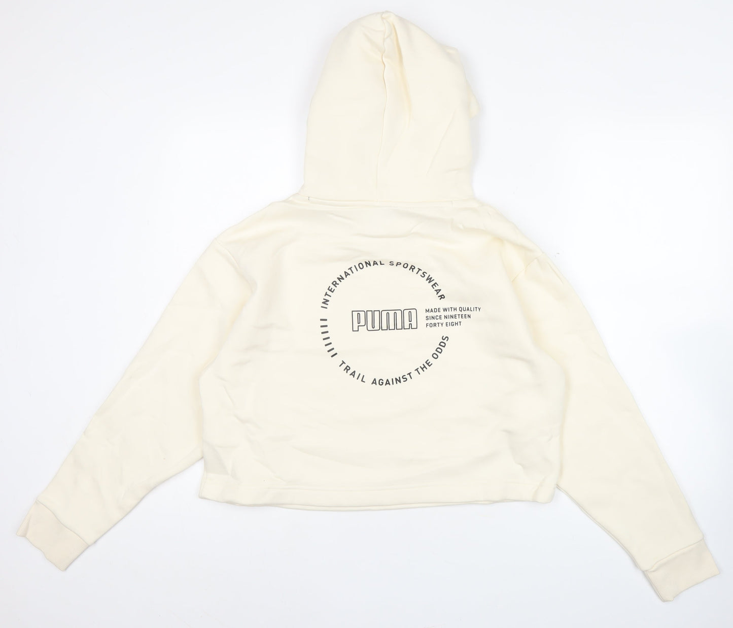 Puma Womens Ivory Hoodie Small Pullover Hooded Sweatshirt