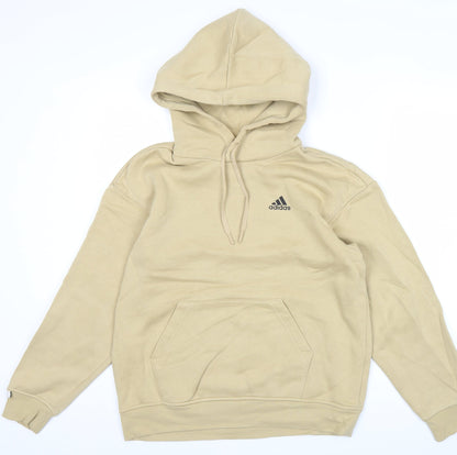 Adidas Womens Beige Hoodie Size 10 UK Pullover Logo Casual Sweatshirt