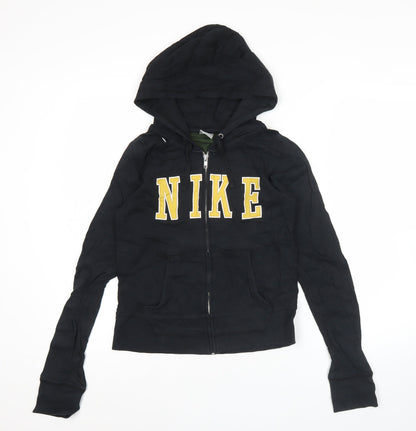 Nike Women Black Full Zip Hoodie Size L Cotton Sportswear