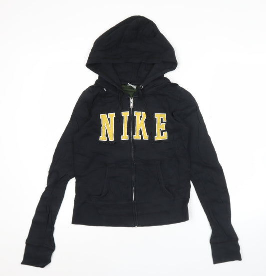 Nike Women Black Full Zip Hoodie Size L Cotton Sportswear